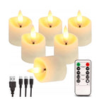 Świece LED bezpłomieniowe akumulatorowe 6 szt z pilotem timer USB mini lampki dekoracyjne imitujące płomień do stroików