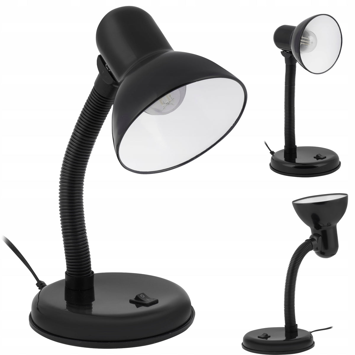 Lampka Biurkowa LED Czarna Regulowana Szkolna dla Dzieci do Czytania E27 czarny