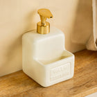 Dozownik sylan śmietankowy 10x17 cm homla do mydła w płynie, łazienkowy, nablatowy, ręczny, 200 ml, biały