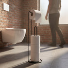 Stojak na papier toaletowy Uchwyt Loft Czarny Metalowy 54cm Stabilny wolnostojący do łazienki, wieszak rolki WC