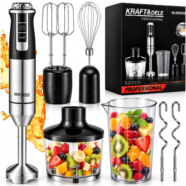 Blender ręczny mikser wielofunkcyjny tryb turbo 1500 w kruszy LÓD 7W1 mocny