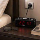 Budzik elektroniczny zegar sieciowy duży wyświetlacz LCD alarm 24H czarny cyfrowy do sypialni biura domu z cyframi