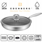 Patelnia stalowa z pokrywą 28 cm plaster miodu Indukcja Gaz Edenberg nieprzywierająca non-stick do smażenia ceramiczna
