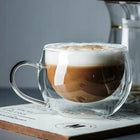 SZKLANKI TERMICZNE KUBKI DO KAWY LATTE HERBATY ZESTAW 2 szt. KAMILLE szkło z podwójną ścianką 300 ml bezbarwne naczynia