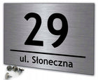 Tablica tabliczka adresowa numer domu aluminiowa + Wkręty, zaślepki szyld na elewację, oznaczenie budynku, srebrny