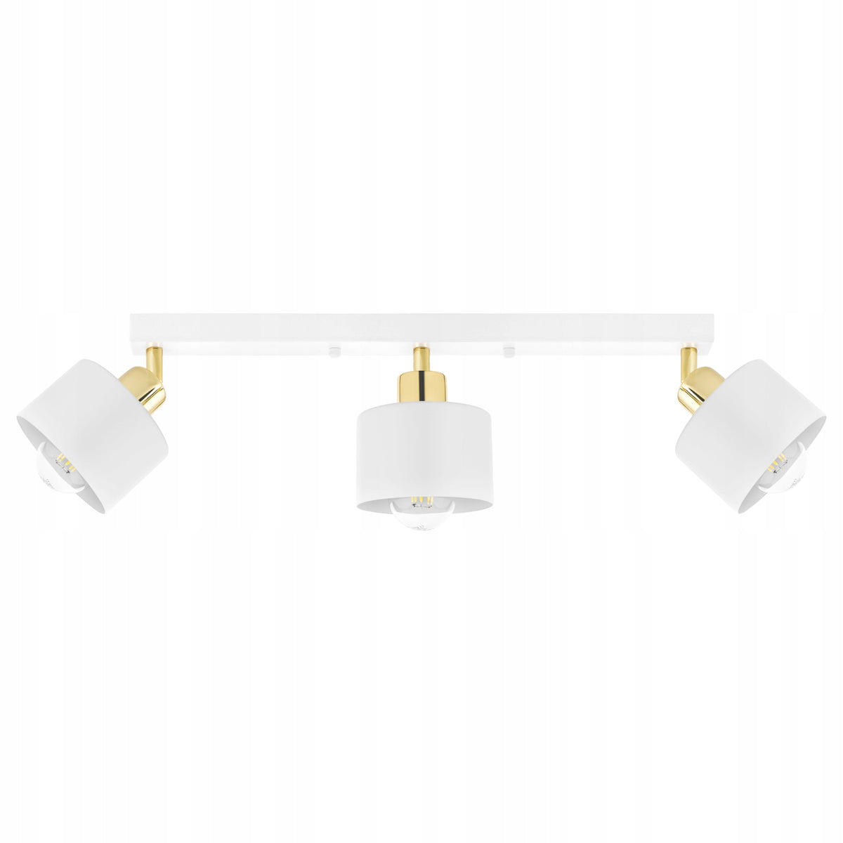 Lampa Sufitowa Wisząca Żyrandol Złota Biała Nowoczesna 3x E27 do salonu oprawa szklana, klosz 12 cm, wysokość 50 cm, 60