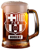 Duży KUFEL DO PIWA KIBICA FC BARCELONA + Grawer Twojego IMIENIA Prezent LUX pokal ze szkła 660 ml, można myć w zmywarce