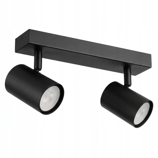 Lampa sufitowa halogenowa kinkiet oprawa LED reflektor spot 2x GU10 czarna prostokątna, 31,5 cm, do oświetlenia punktowego wnętrz