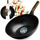 Wok GRANITOWY duża patelnia głęboka do smażenia duszenia 32 cm VILDE powłoka non-stick, indukcja, zmywarka