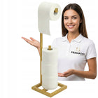 Stojak na Papier Toaletowy Metalowy Loft Złoty Nowoczesny Uchwyt Produkt PL wolnostojący do łazienki, podajnik na rolkę