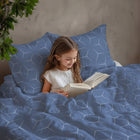 Pościel 140x200cm, 70x80cm, 140g/m2, bawełna 100% : Milano Jeans komplet na łóżko, wzór geometryczny, niebieski, zamek