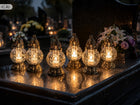 Znicz lampion Tani szklany znicze Złoty kulka zestaw + wkłady 6szt 22cm na grób, cmentarny, parafinowy, palenie do 10h
