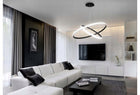 Lampa Wisząca LED Sufitowa Żyrandol 61cm 49W 3 Barwy Nowoczesna Czarna Ring oświetlenie do salonu i jadalni