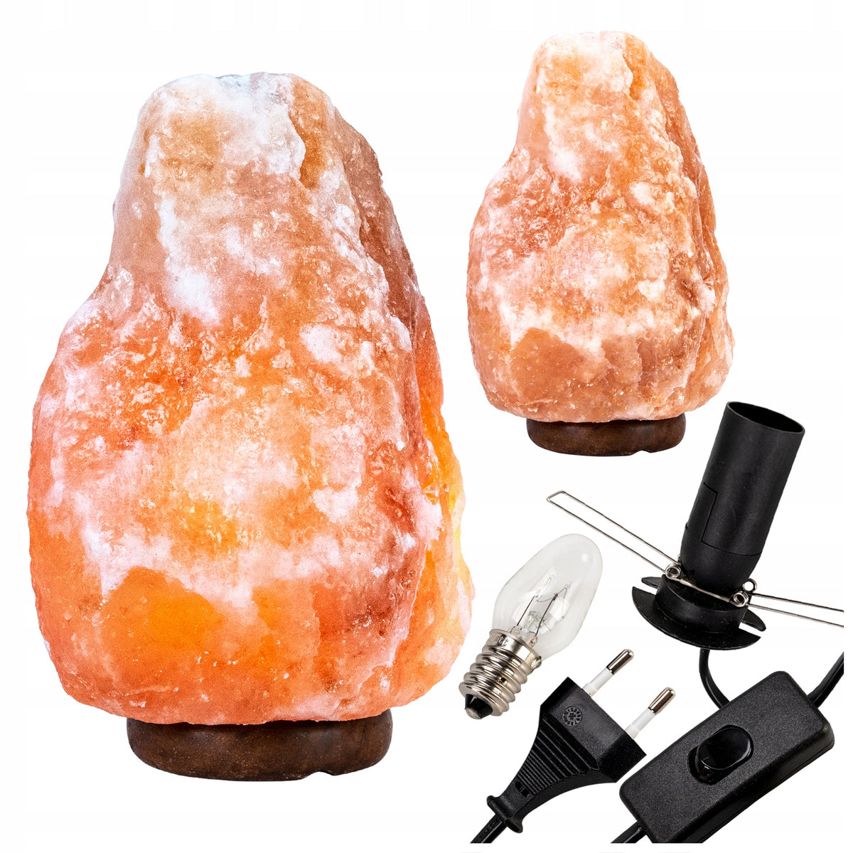 Duża lampa solna 7-9 kg naturalna lampa solna do pokoju dekoracji prezent żarówki w zestawie, zasilanie sieciowe