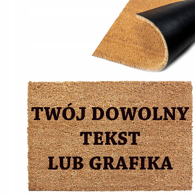 Wycieraczka pod drzwi dowolny napis gruba 40x60CM mata wejściowa kokosowa i gumowa do wnętrz, brązowa, grubość 20 mm