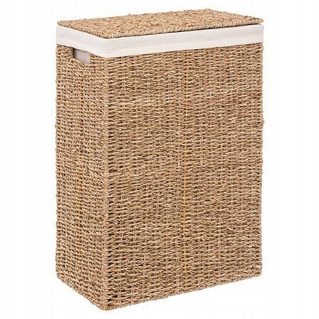 Kosz na pranie, pojemnik Eco 40l metalowy organizer bieliźniany, beżowy, wolnostojący, 38x22x55 cm