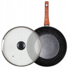Wok GRANITOWY duża patelnia głęboka do smażenia duszenia 28 cm + pokrywka nieprzywierająca, indukcja, zmywarka
