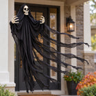 Kościotrup wiszący 116 × 60 cm czarny duch dekoracja Halloween szkielet na imprezę tematyczną, nawiedzonego domu