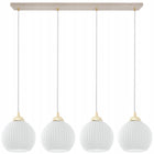 Lampa wisząca sufitowa żyrandol kaszmirowy BEŻ glamour kule nad stół wyspę 4-punktowa, gwint E27, metalowa, 100 cm, do