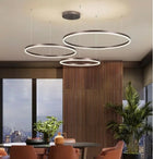 LAMPA WISZĄCA 3 RINGI SUFITOWA żyrandol 100W PILOT 40/60/80 xxl TUYA PAMIĘĆ czarna oprawa LED z aluminium do salonu i