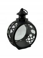 Latarenka LED 3/24/YZE lampion pusty z drzwiczkami okrągły 25 CM - czarna znicz nagrobny, dekoracja na grób, osłona na