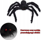 Dekoracja duży pająk 50 CM włochaty czarny straszny czerwone oczy halloween ozdoba na imprezę, rekwizyt do domu strachu