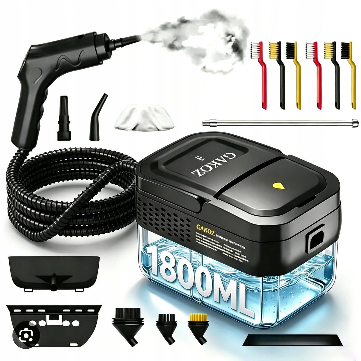 Myjka Parowa Parownica Mop Zestaw Tapicerka Fugi Okna 2500w 5bar 1800ml czyszczenie podłóg, kuchni, łazienki i