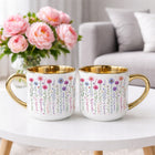 Kubek biały elegant XXL gotowy prezent ukryty przekaz kwiaty śmieszny ceramiczny 400 ml, złote zdobienie, opakowanie