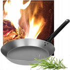 PATELNIA STALOWA CYGAŃSKA KOWBOJSKA WĘGLOWA 26CM RĄCZKA METALOWA WOK do smażenia, do piekarnika, okrągła, tradycyjna