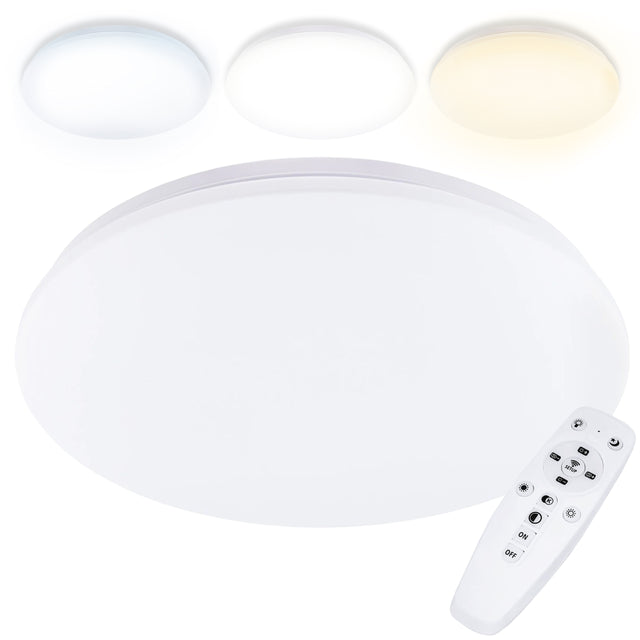 Lampa Sufitowa Plafon LED CCT Biała Ciepła Zimna Neutralna 40cm 72w + Pilot okrągłe oświetlenie do salonu i sypialni, płytkie 7 cm