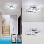 Lampa sufitowa plafon LED zyrandol biały nowoczesny 30W 6000K oprawa aluminiowa srebrna do salonu z wbudowanym źródłem