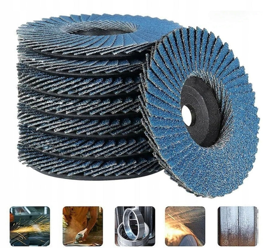 8X TARCZA LISTKOWA LAMELKA 76 MM DO SZLIFOWANIA METALU DREWNA ŚCIERNA aluminium, beton, PCV, INOX, P120, otwór 10 mm