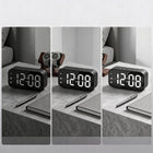 Budzik zegar elektroniczny duży wyświetlacz LED zegar budzik funkcja snooze cyfrowy do sypialni, czarny, średnica 9 cm