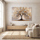 Obraz na płótnie 120x80 drzewo Życia złote Liście glamour Nowoczesny XXL dekoracja ścienna, motyw roślinny, druk