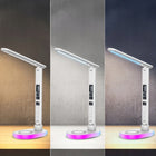 Lampka biurkowa nocna do czytania LED z ładowarką zegarem budzikiem RGB lampa stołowa dotykowa ściemniana, zmienna