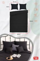 Komplet pościeli 160X200 bawełna 100% +2 poszewki 50X70 pościel bawełniana czarna gładka, zapinana na zamek
