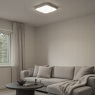 Lampa Sufitowa Plafon LED Czujnik Ruchu 2xE27 Biały Kwadratowy Natynkowy oświetlenie do korytarza, przedpokoju i klatki