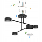 Nowoczesna Lampa Sufitowa Plafon Żyrandol Spot Czarny Matowy 4x Gx53 LED oprawa metalowa 4-punktowa do salonu i kuchni