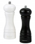 Młynek ręczny drewno 2 szt. biały czarny do pieprzu i soli zestaw do przypraw, kuchenny, manualny, średnica 5,5 cm