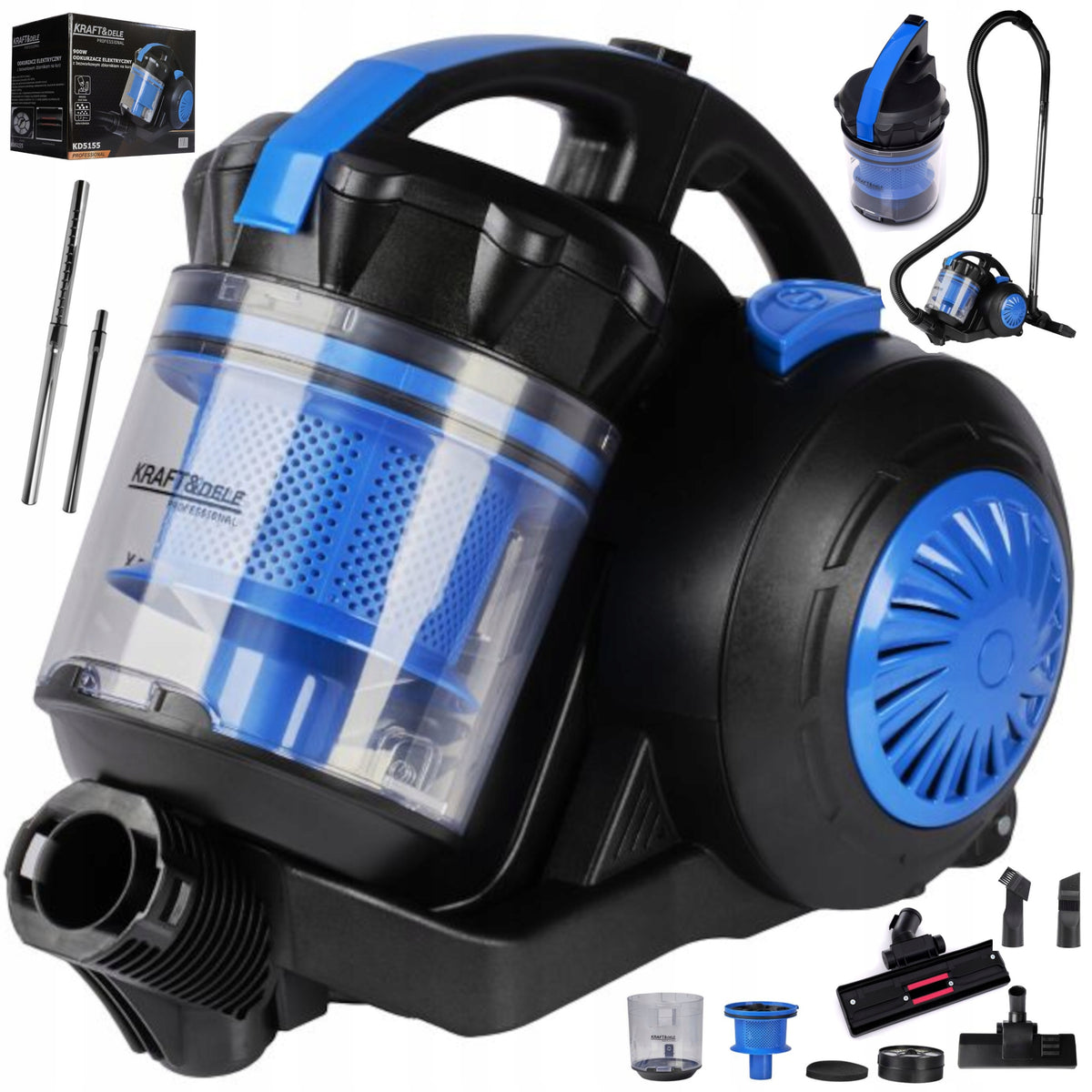 Mocny lekki bezworkowy odkurzacz cyklonowy domowy zwijacz 5m hepa 900W 5.8 kg