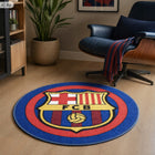 Dywan Okrągły FC Barcelona 60 Cm Krótkie Włosie Licencjonowany wykładzina dekoracyjna do pokoju kibica, poliamidowa