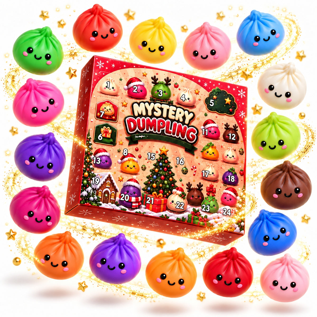 Kalendarz Adwentowy Squishy 24 Gniotki Dumpling Antystres Prezent stojący