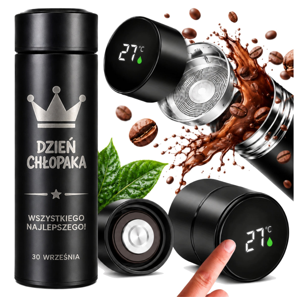 Kubek termiczny termos prezent Upominek na walentynki dla Dzień Chłopaka personalizowany z własnym napisem 500 ml