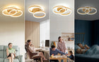 Lampa sufitowa LED Double Circle50CM,ściemniana,36W,z pilotem,Wygląd drewna plafon okrągły do salonu, białe światło