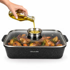GĘSIARKA BRYTFANNA MARMURKOWA GARNEK NON STICK 4,5 L GAZ INDUKCJA KAMILLE z pokrywą, do mycia w zmywarce