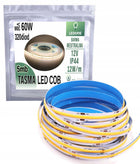 Taśma LED COB 12V 12w/m ip44 neon neutral 5m linia pasek świetlny, dekoracyjne podświetlenie mebli i wnęk, 1200 lm, 60 w