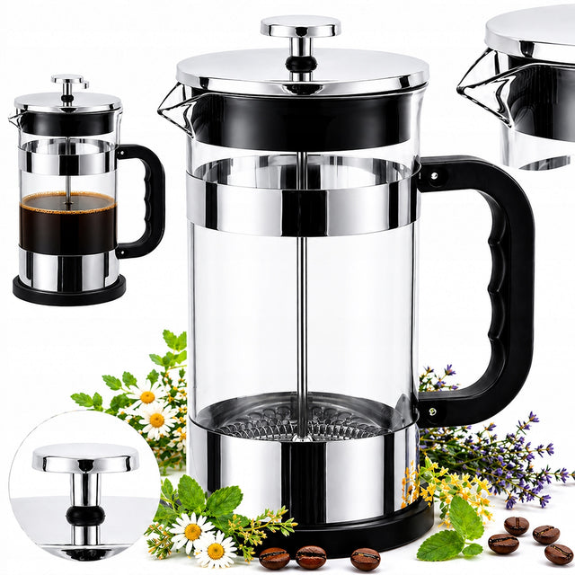 Zaparzacz do herbaty ziół kawiarka dzbanek szklany 8 filiżanek 1000 ml imbryk, parzenie naparów, kawa mielona, liściasta
