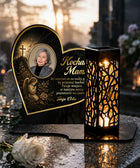 Znicz Solarny LED z Własnym Zdjęciem Pamiątka na Wszystkich Świętych lampion nagrobny, personalizowana fotografia