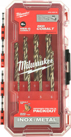 ZESTAW WIERTEŁ DO METALU HSS/G KOBALTOWE RED COBALT 8SZT. 3-10MM MILWAUKEE do blach, drewna, żeliwa i plastiku, chwyt