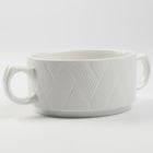 ZESTAW 6 SZT BULIONÓWKA CERAMICZNA Z TŁOCZENIEM 230ML DO ZUP FLAKÓW DESERÓW biała miseczka, można myć w zmywarce